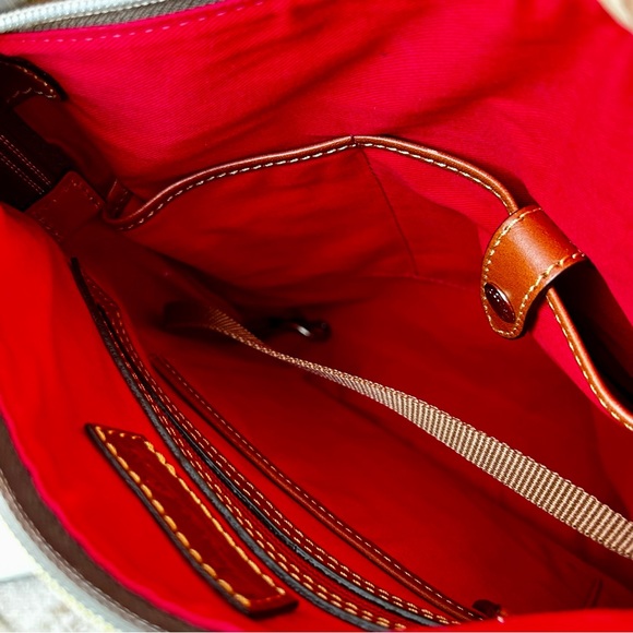 Dooney & Bourke Nylon Crossbody Purse Gray with Tan Leather Trim Accents - Picture 11 of 14